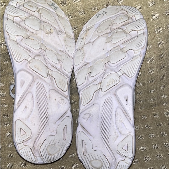 Hoka Women's white, gray and pale, purple women’s Clifton, nine Athletic Shoes - Picture 6 of 7